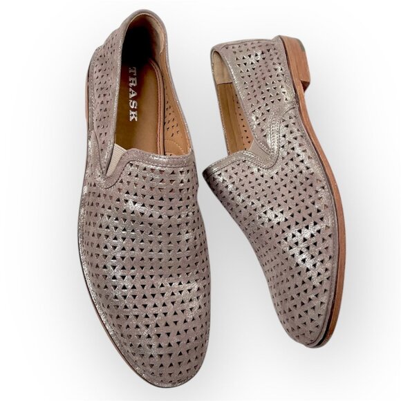 Trask Ali Perf Italian Metallic Suede Loafers NIB - Picture 2 of 14